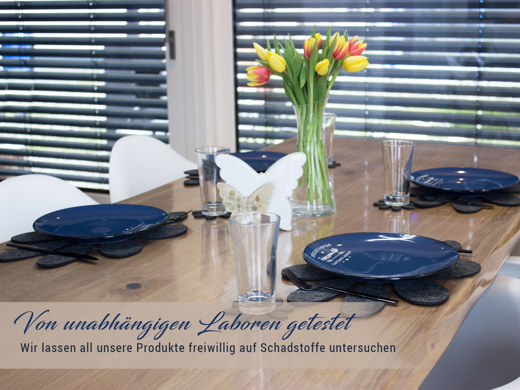 Filz Platzset "Flora" für 4 Personen in anthrazit (LX1499)