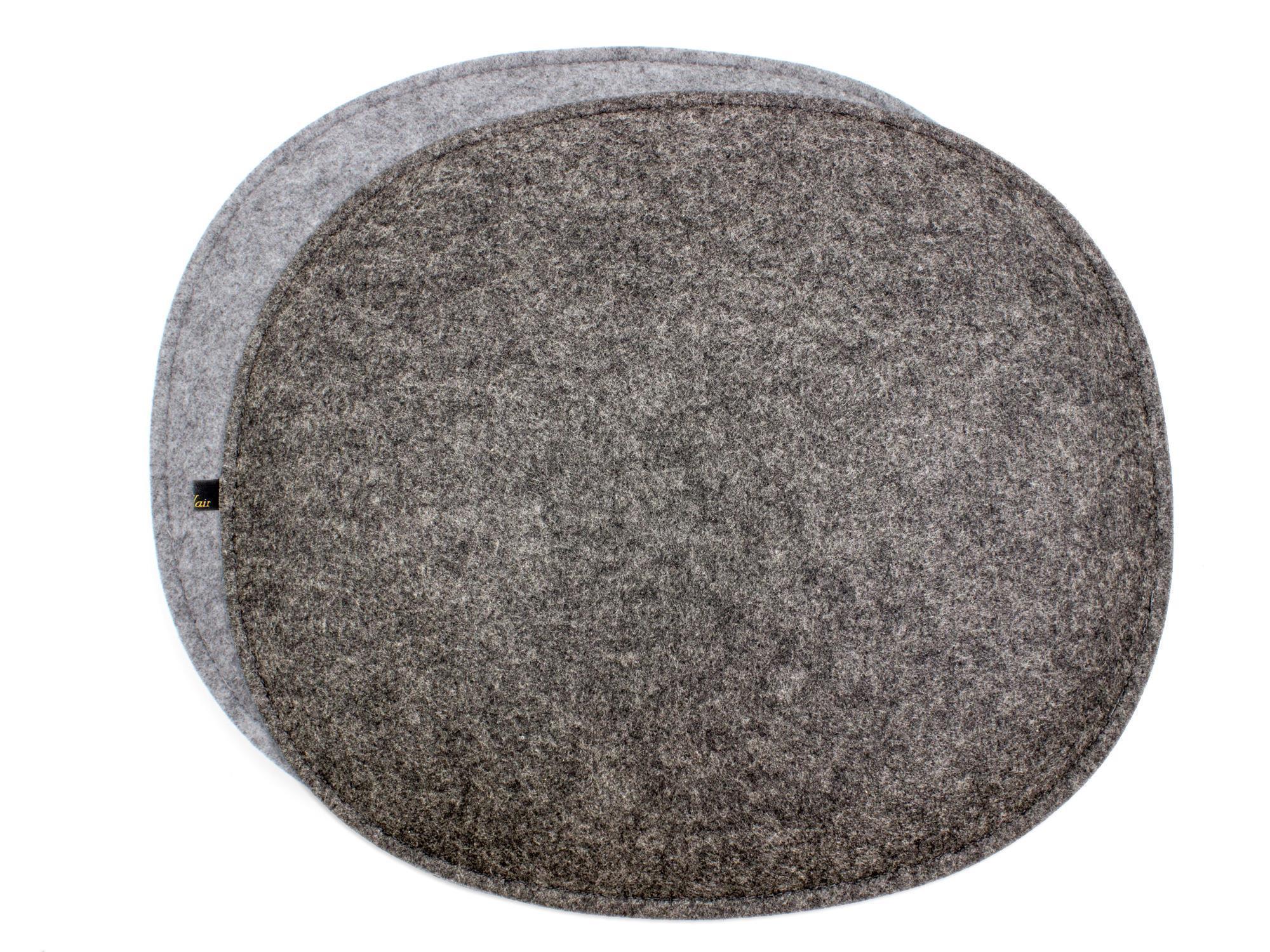 Filz Sitzkissen oval für Eames in dunkelgrau und graumeliert (LX2147)