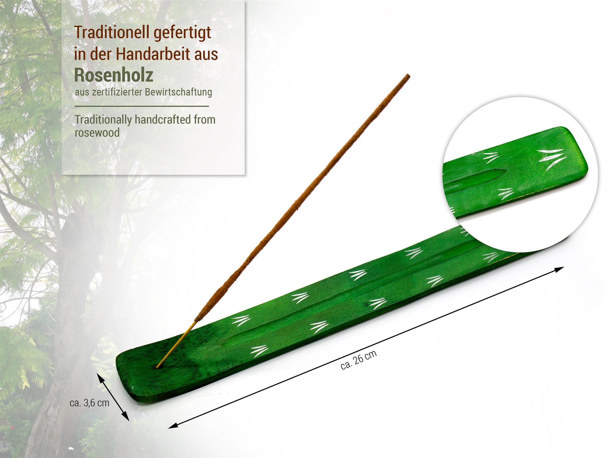 Räucherstäbchenhalter grün aus Rosenholz (LX1900)