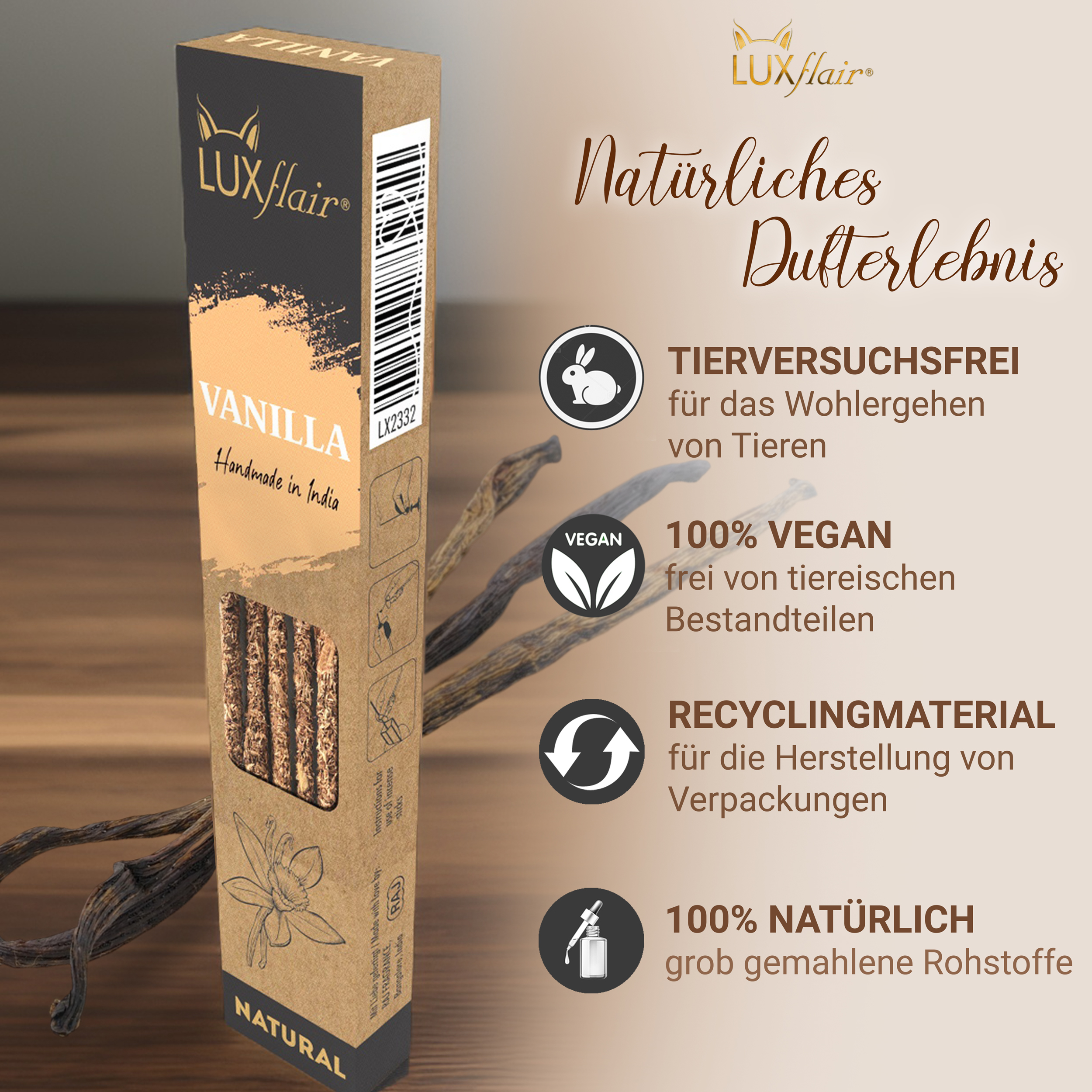 Natürliche Räucherstäbchen Vanille - NATURAL VANILLA (LX2332)